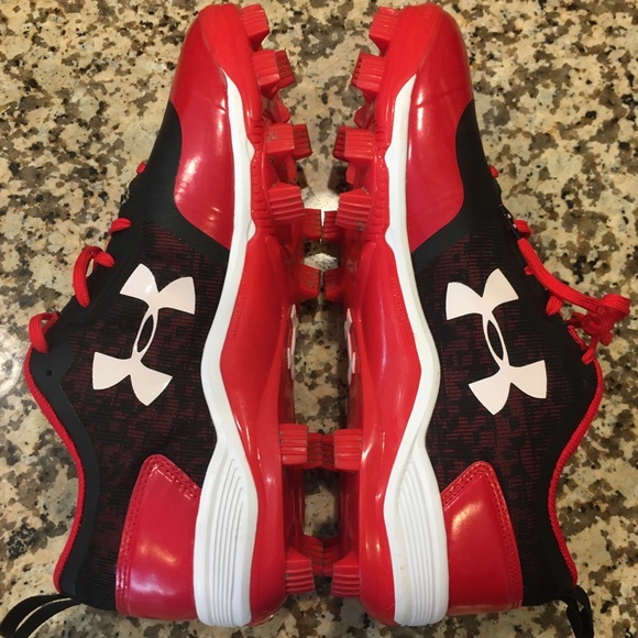 Under Armour Other - Under Armour size men’s 12.5 Cleats Red and Black EUC